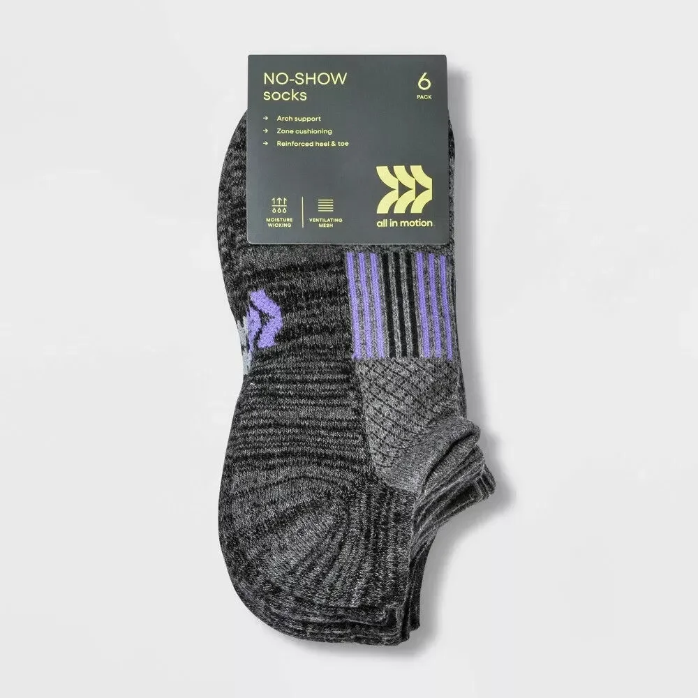 Women's Finish Line Striped Cushioned 6pk No Show Athletic Socks - All in Motion - Picture 2 of 3